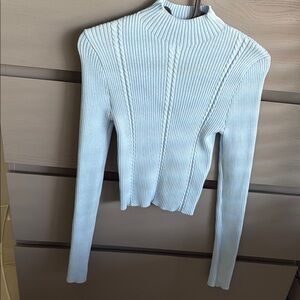 Women's Ribbed Knit Sweater - Light Blue